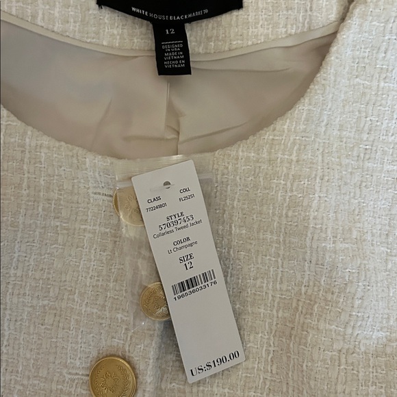 White House Black Market Ivory Jacket with Gold Accents - Picture 3 of 5